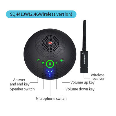 Professionele conferentie-microfoon SQ-M13W 2.4G draadloze omnidirectionele microfoon, 360 graden opname, hoge definitie audio en geluidsreductie